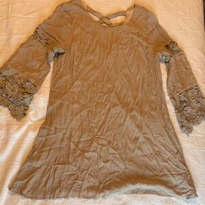 Kori Taupe Dress with Lace Detail
